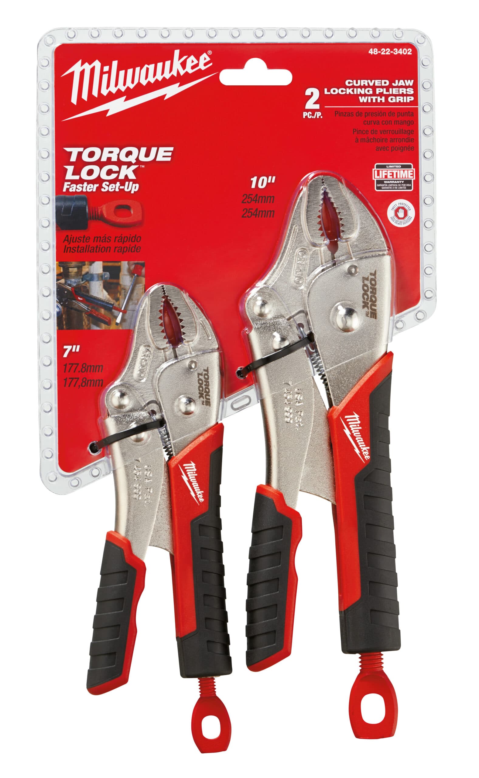 2pc Torque Lock Curved Jaw Locking Pliers Set