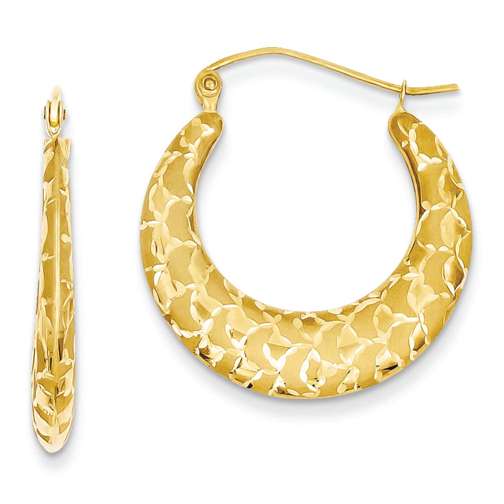 14k Laser Cut Patterned Hoop Earrings