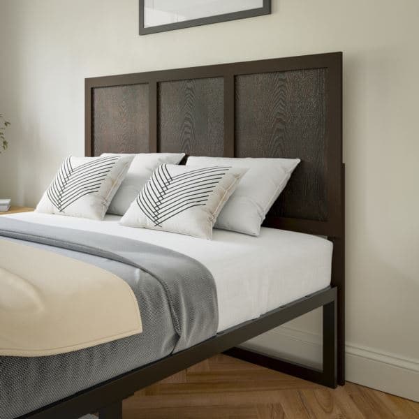 Contemporary Queen Size Four Panel Wooden Headboard Only in White