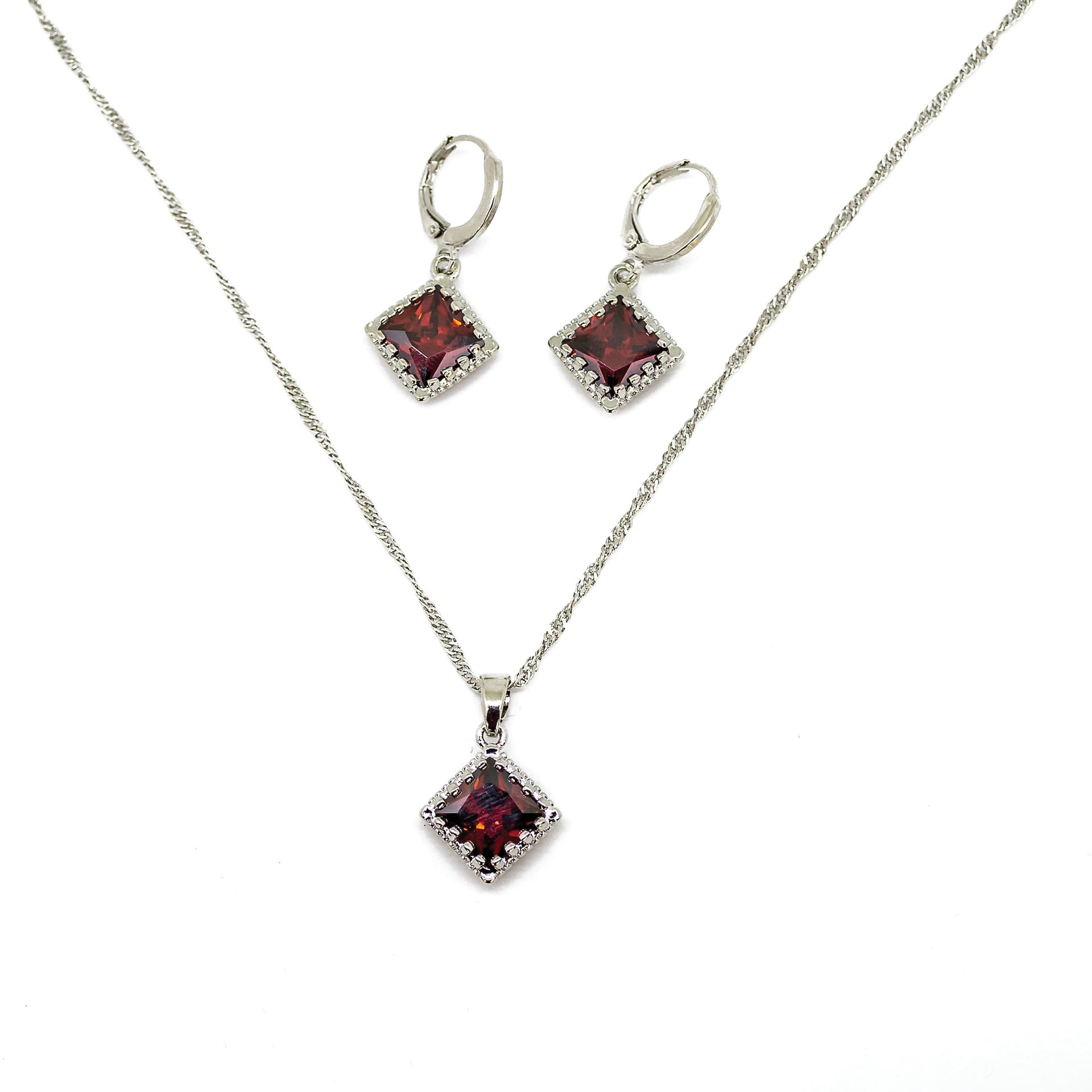 In Your Dreams Necklace and Earrings Set-Red
