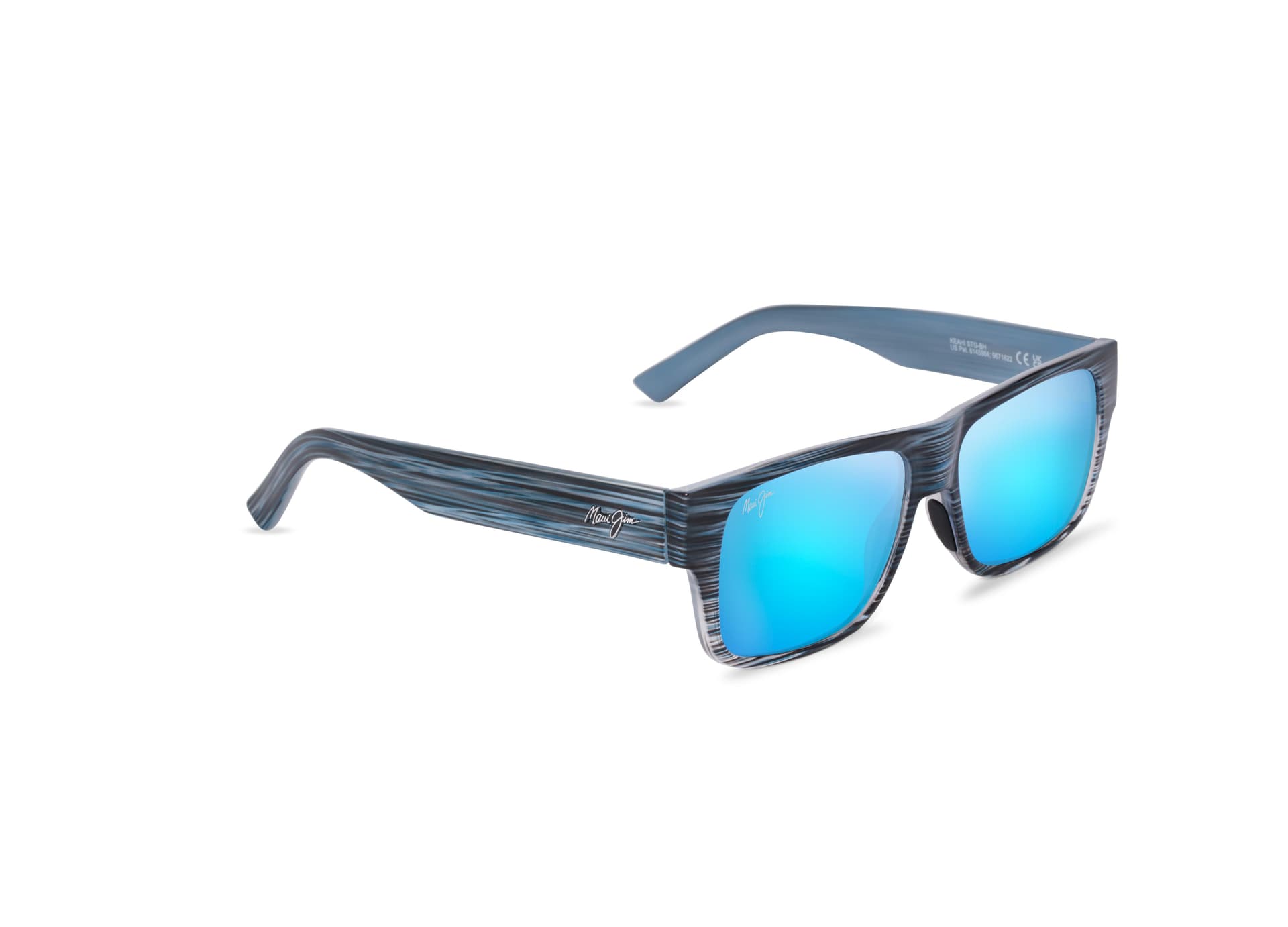 Keahi Polarized Sunglasses Blue Stripe Frame Blue Hawaii Lens