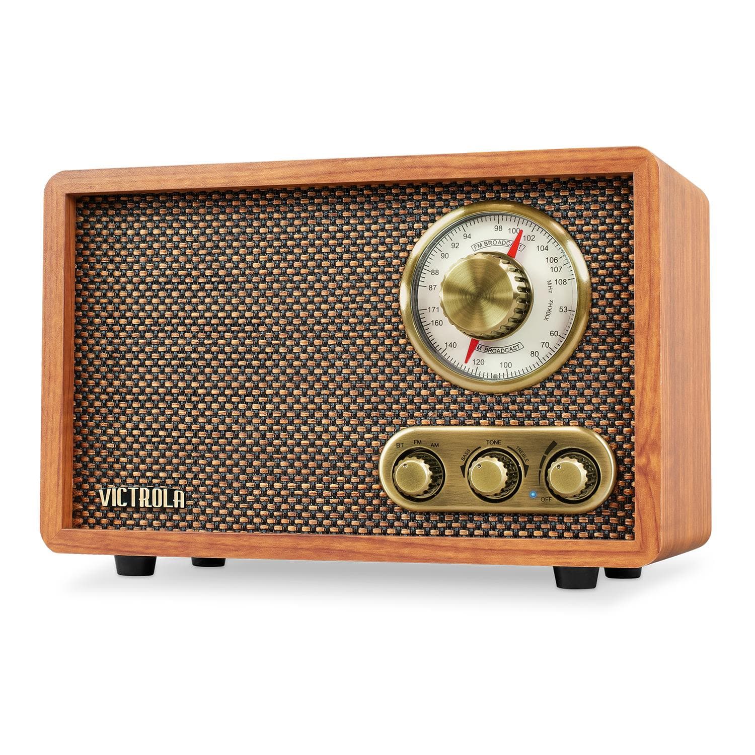 Victrola Retro Wood Bluetooth FM/AM Radio with Rotary Dial- Walnut