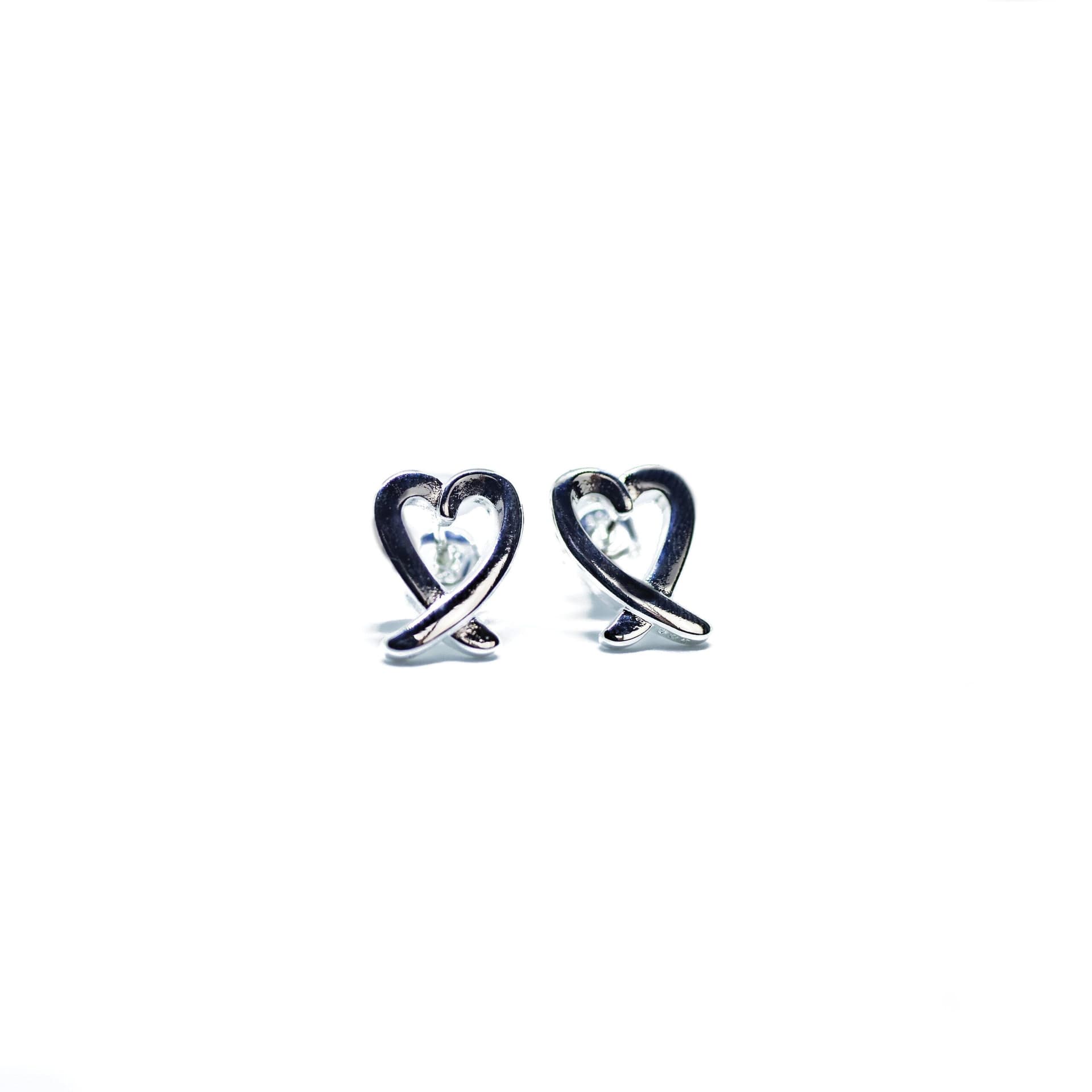Modern Heart Earrings in Silver