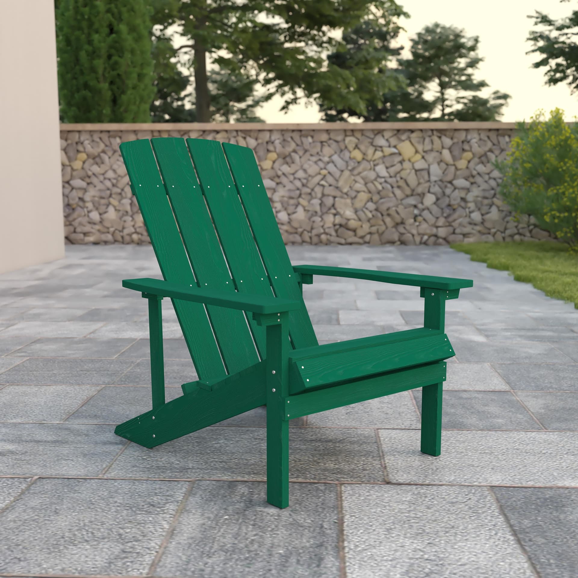 Outdoor Green All-Weather Poly Resin Wood Adirondack Chair