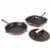 Neo 3pc Enamel on Cast Iron Cookware Set: 10" Fry Pan, Grill Pan and Slotted Steak Press, Purple