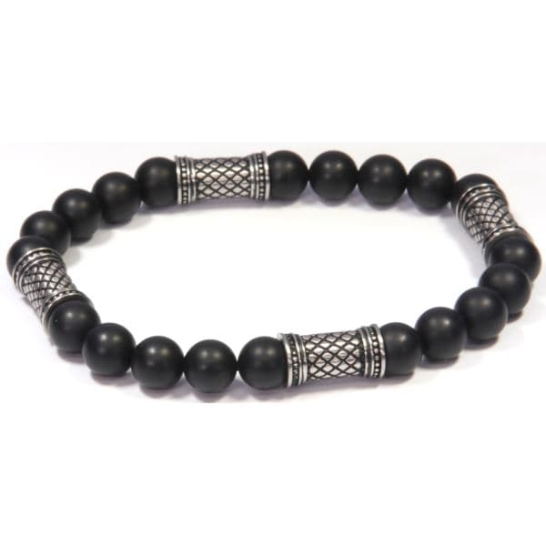 Men's Black Beads Onyx Stretch Bracelet