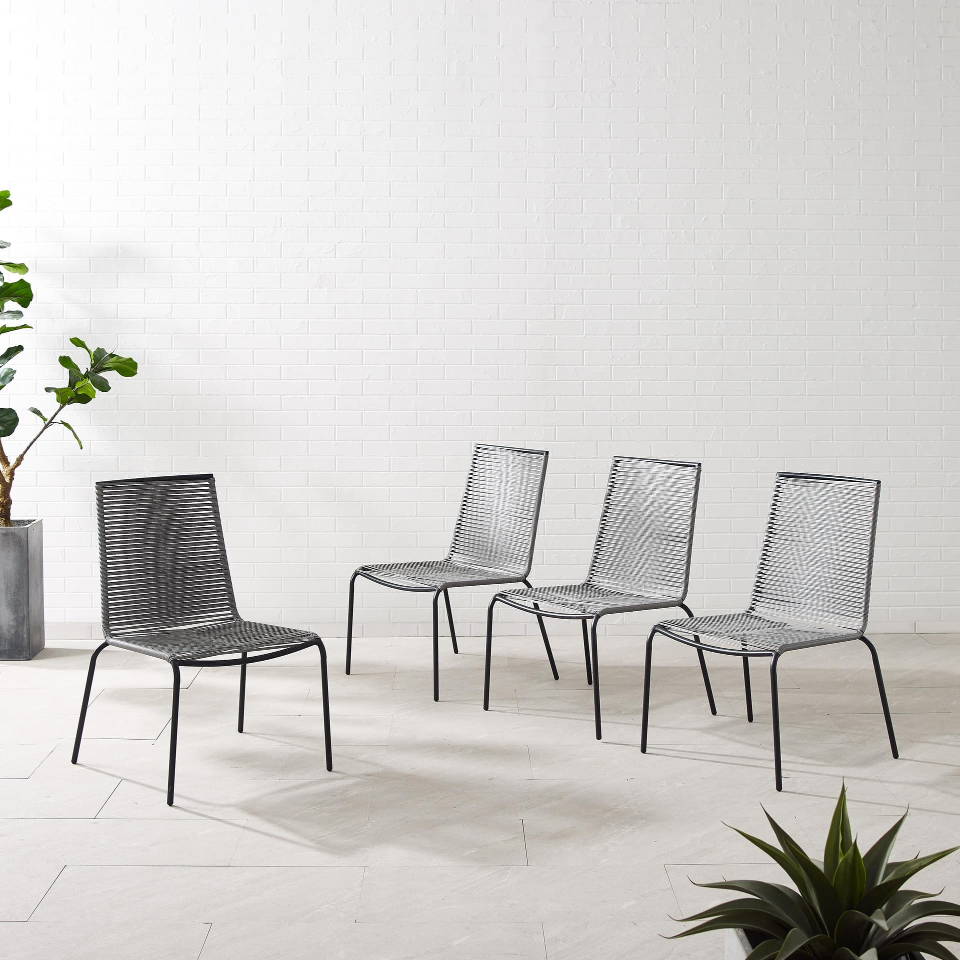 Fenton 4Pc Stackable Wicker Outdoor Chair Set