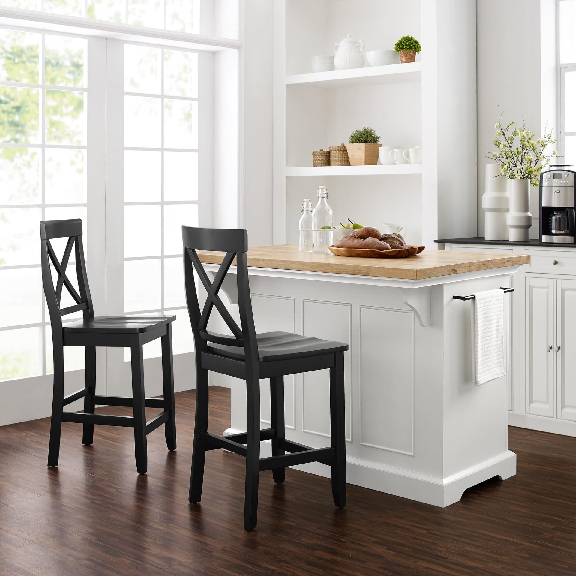 Julia Wood Top Island W/X-Back Stools