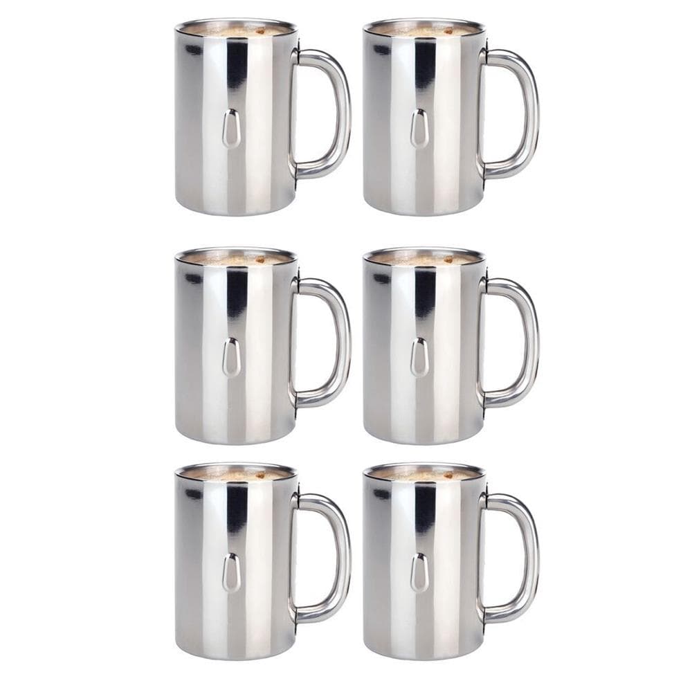 6Pc 18/10 Stainless Steel Mug Set, 12 oz