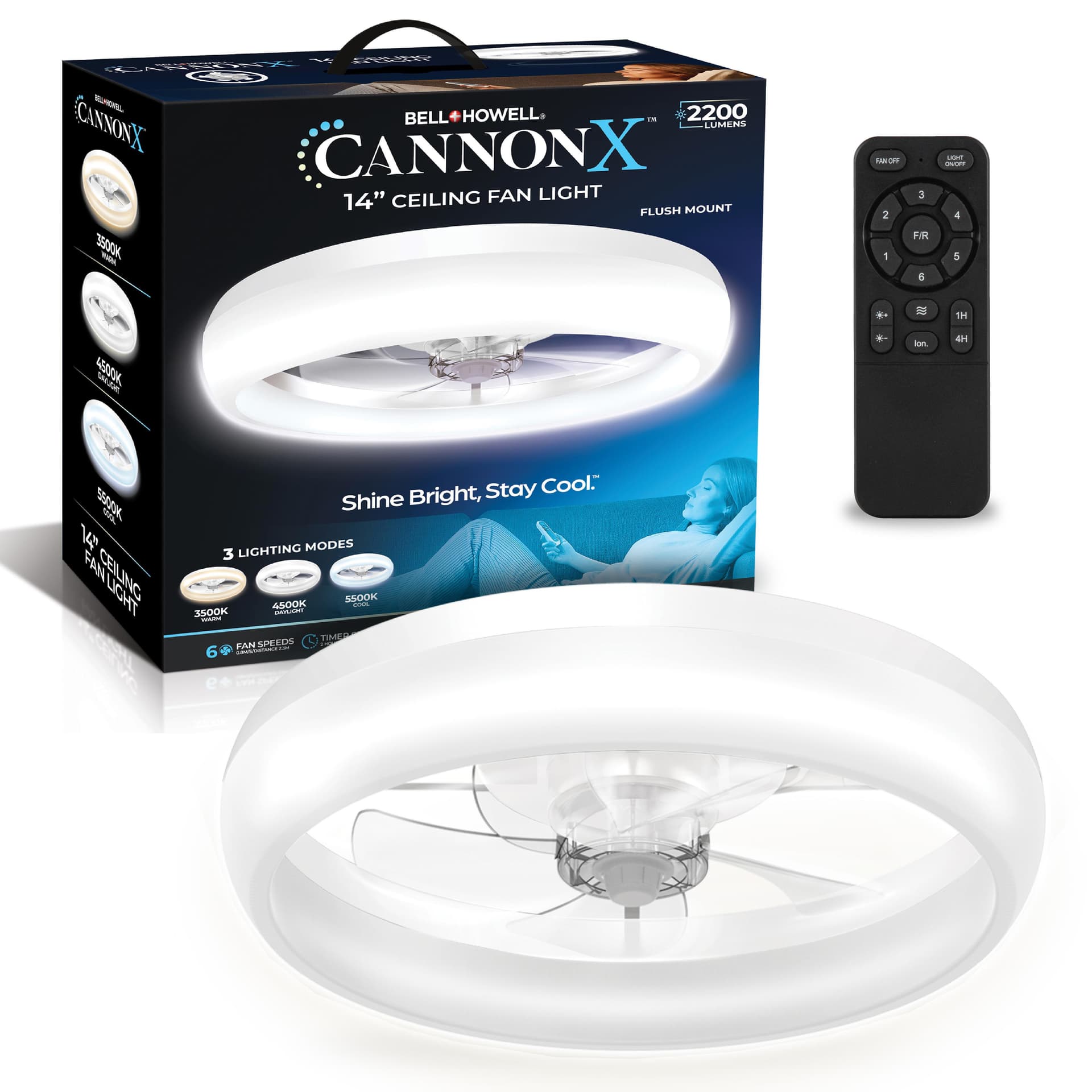 CannonX Low Profile Ceiling Fan Size 14"