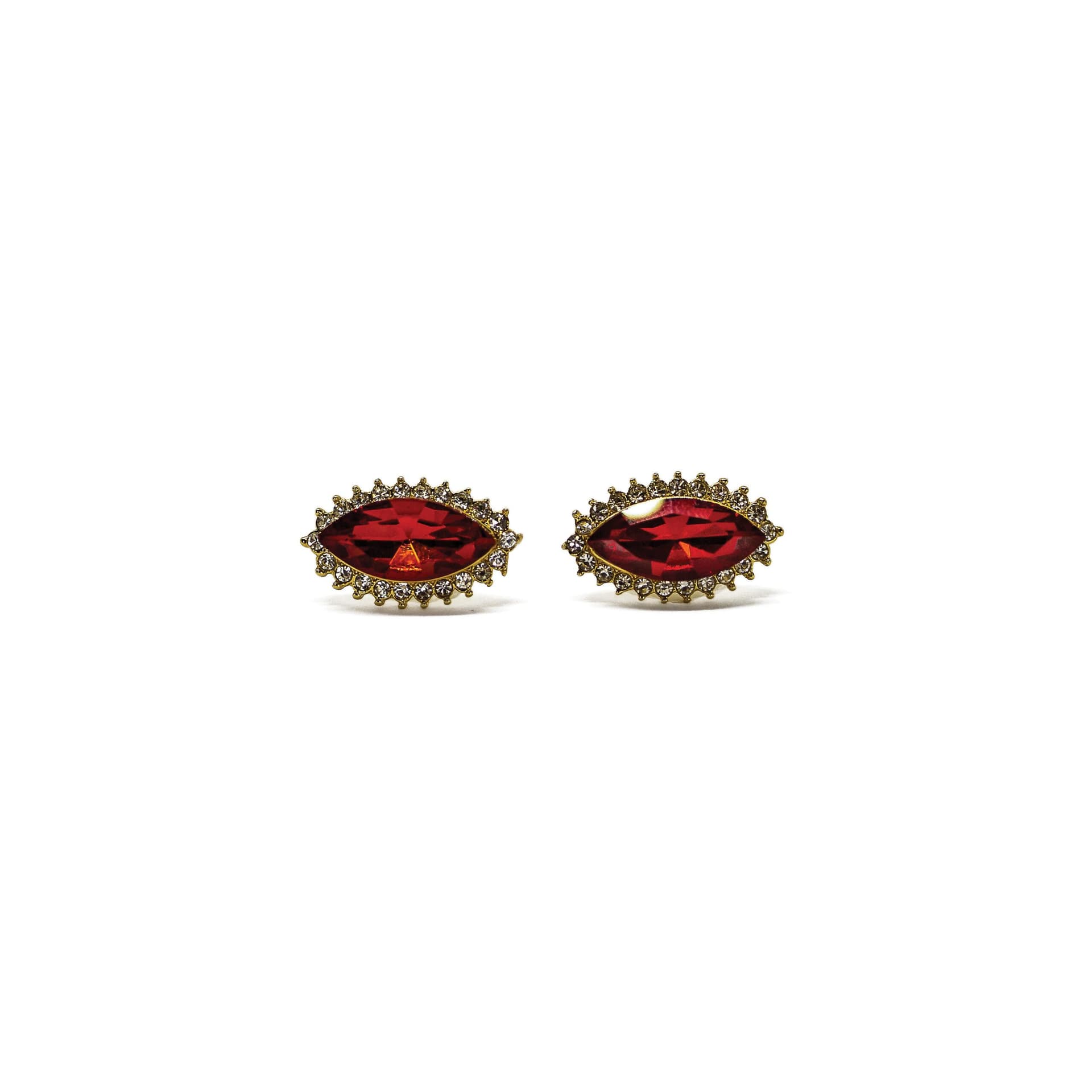 Red Marquise Cut Rhinestone Earrings
