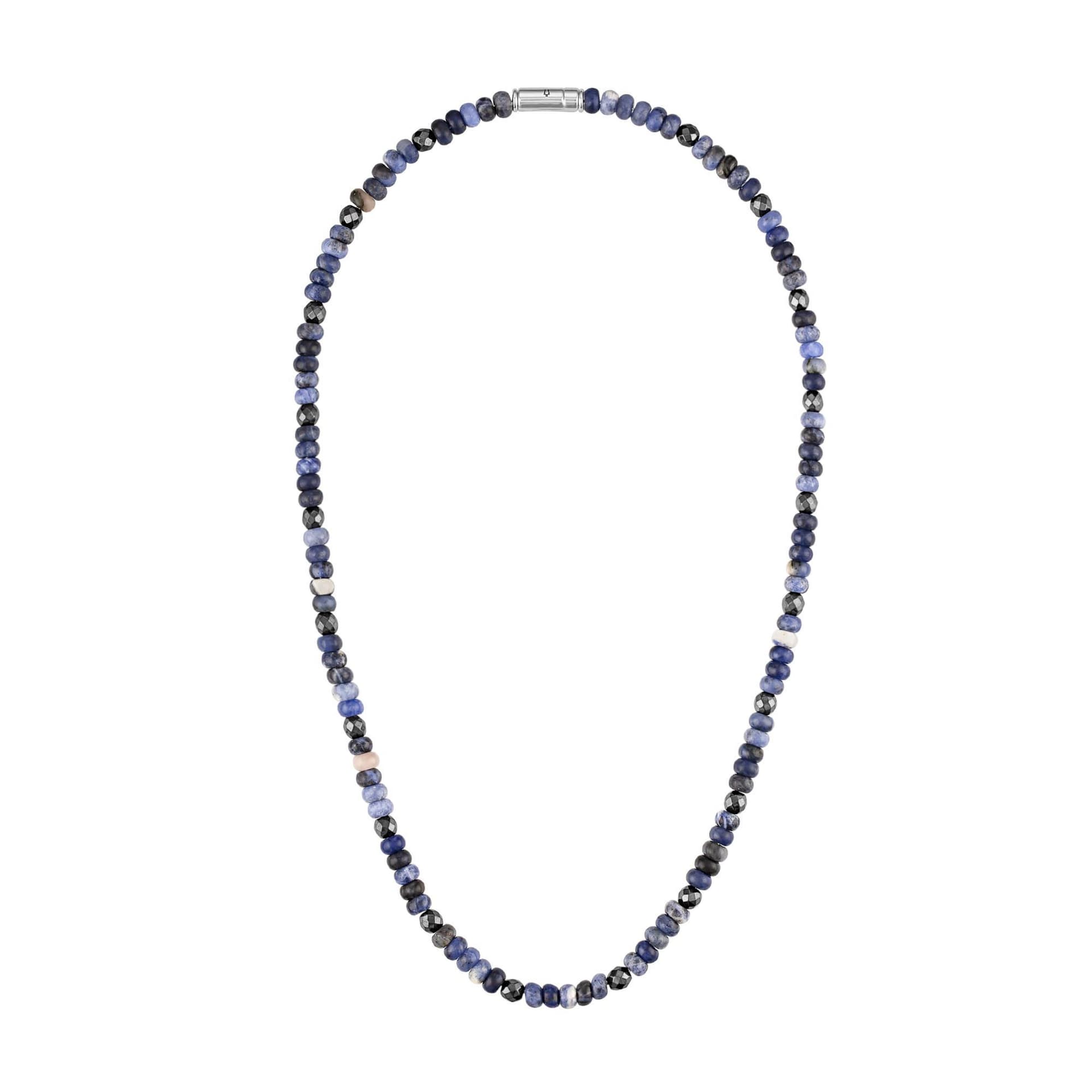 Classic Blue Sodalite & Hematite Beaded Necklace 22"