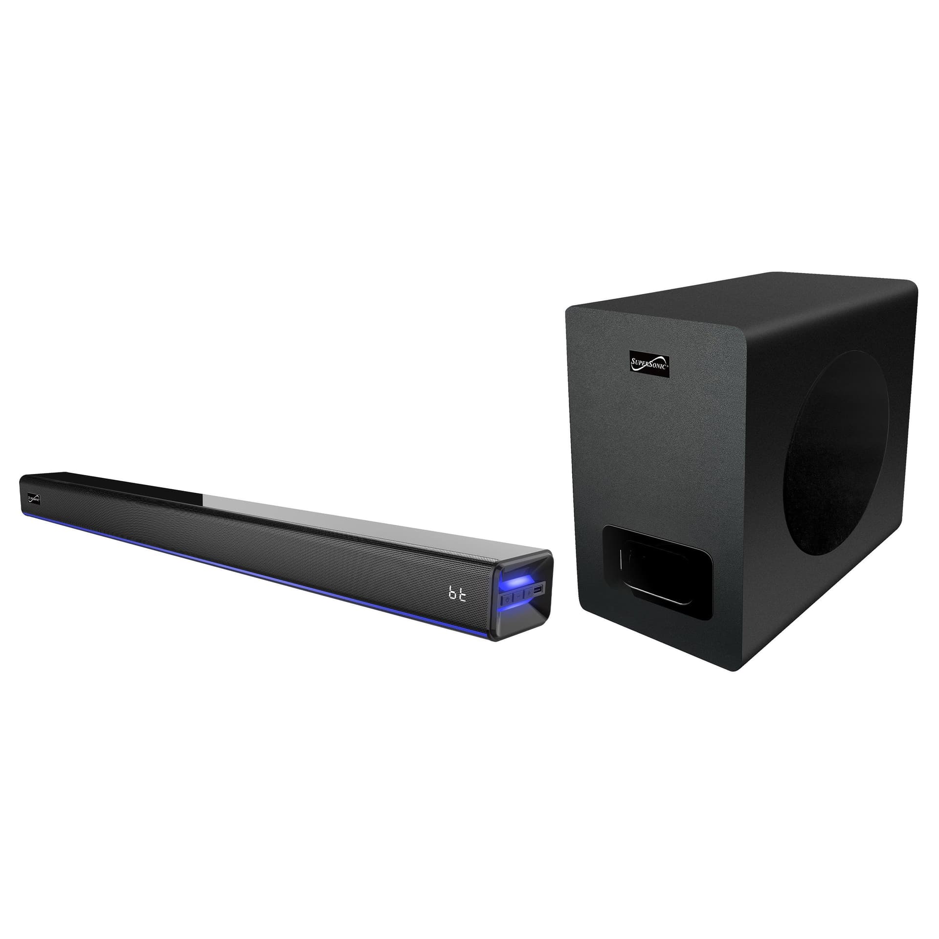 2.0 Channel 31.5" BT Soundbar w/ Ambient Lighting & Wireless Subwoofer