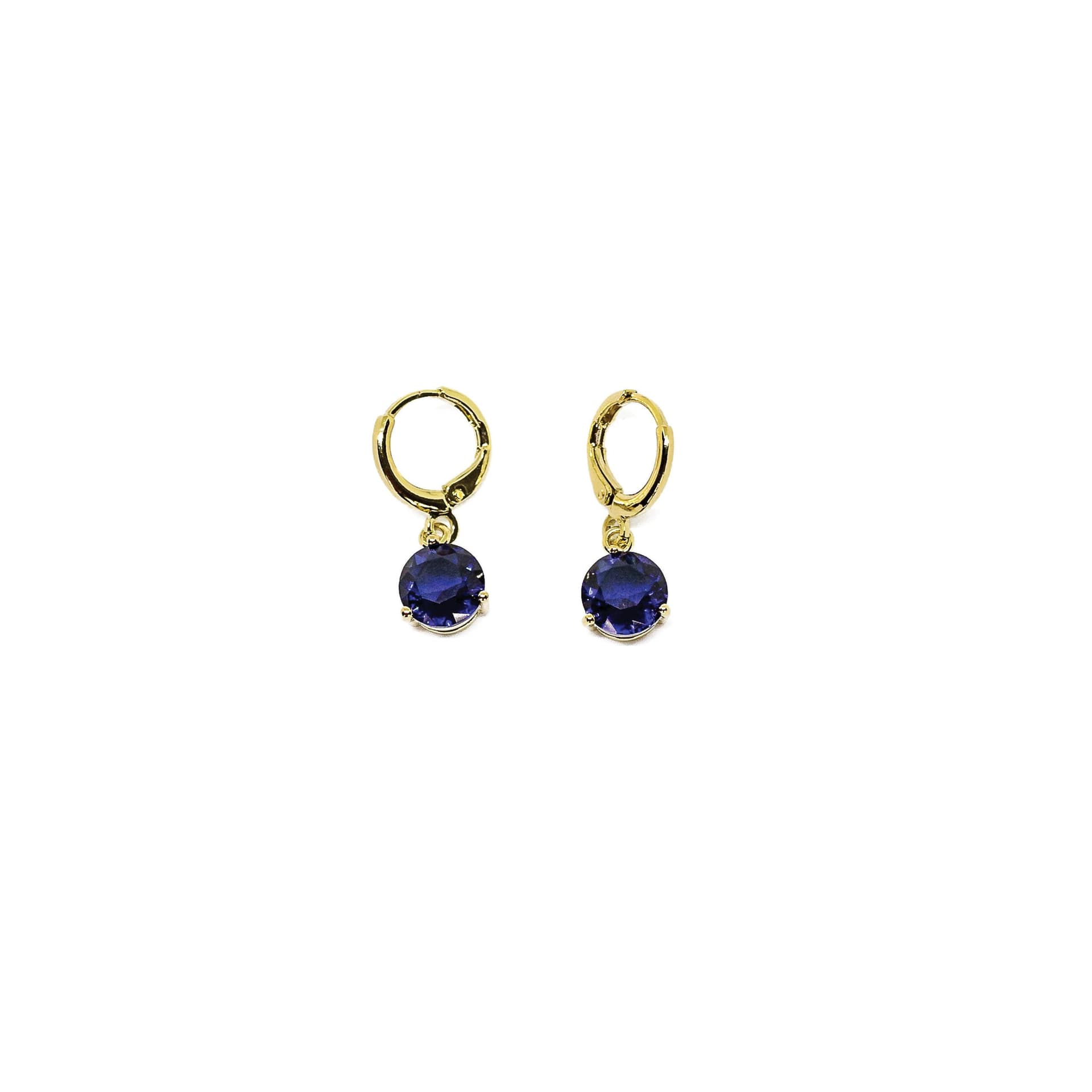 Gold Tone Cocktail Drop Earrings in Blue
