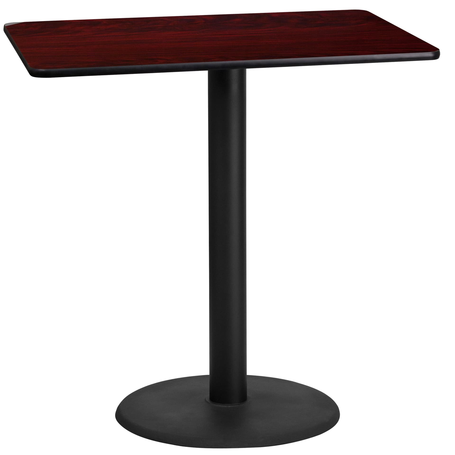24" x 42" Mahogany Laminate Table Top with 24" Round Bar Height Table Base