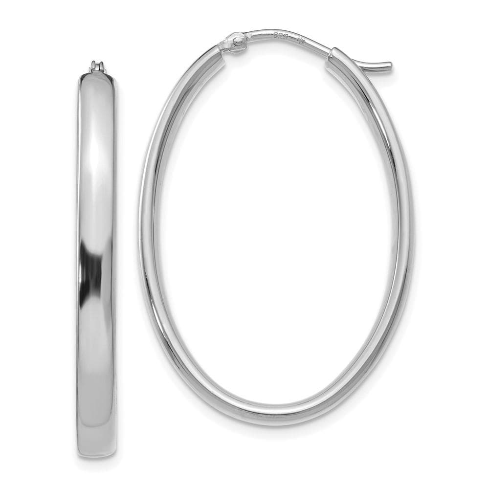Sterling Silver Polished Oval Hoop Earrings