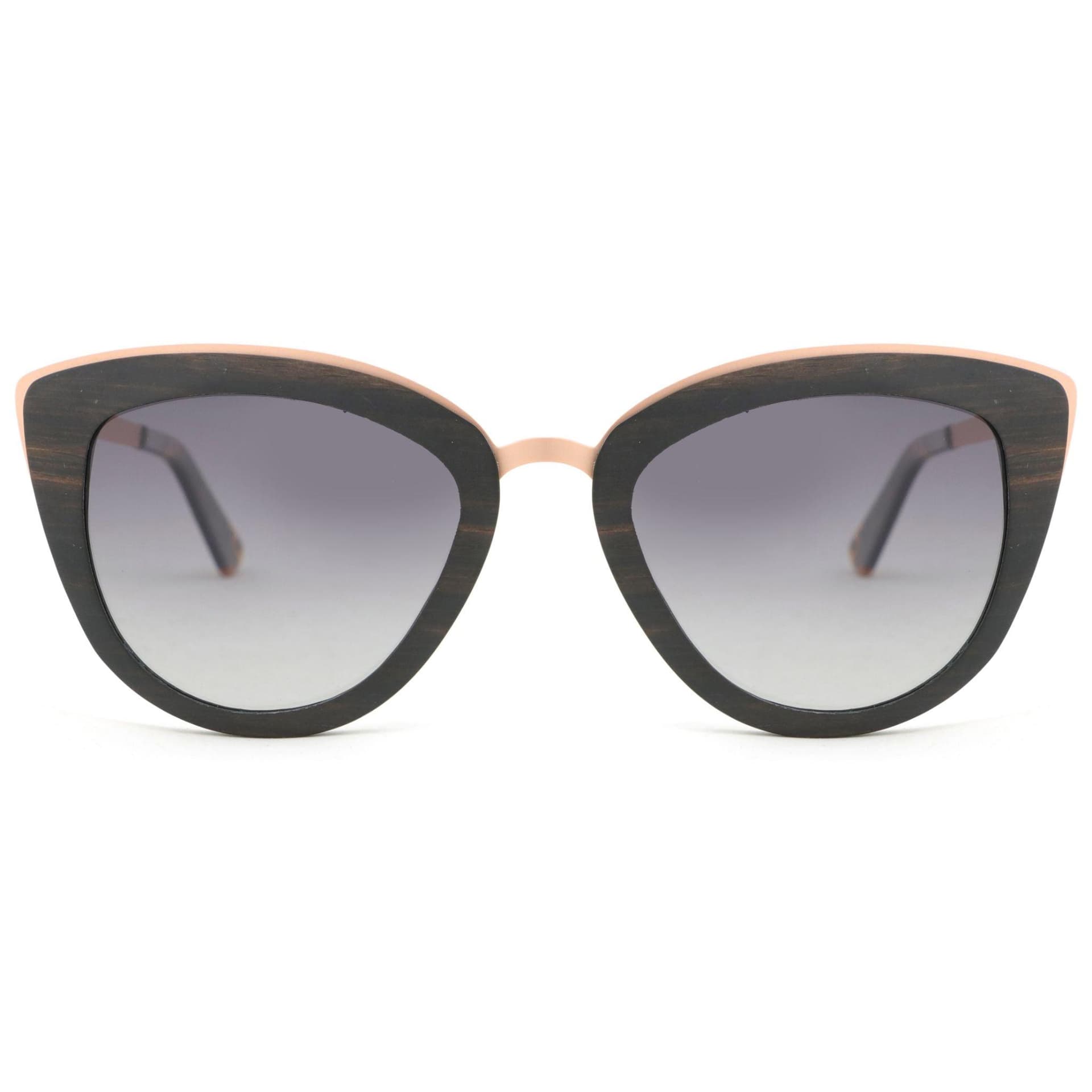 Vega - Ebony, Cat Eye Wooden Sunglasses Grey
