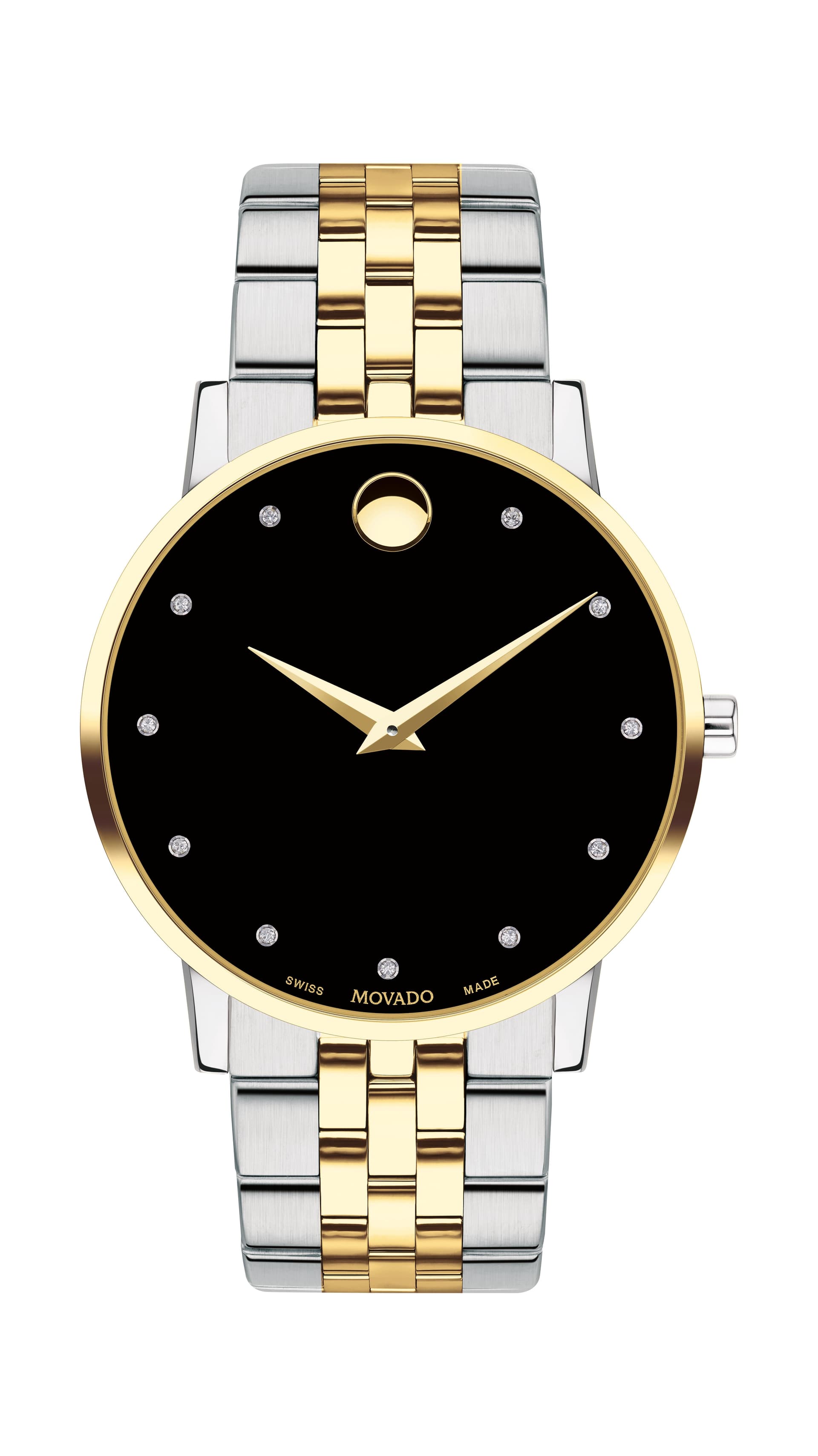 Men's Museum Classic Two-Tone Diamond Marker Watch Black Dial