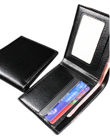 Top Grain Leather Black Wallet in Pebbled Finish