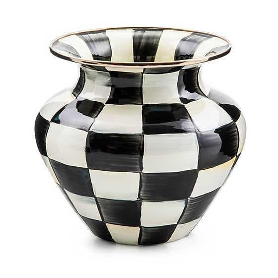 Sterling Check Enamel Large Vase