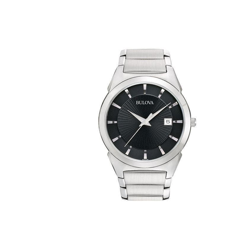Men's Stainless Steel Bracelet Watch, Black Dial