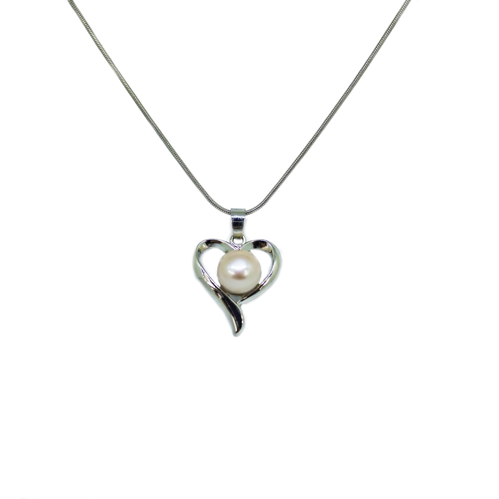 Sterling Silver Freshwater Pearl Heart Necklace