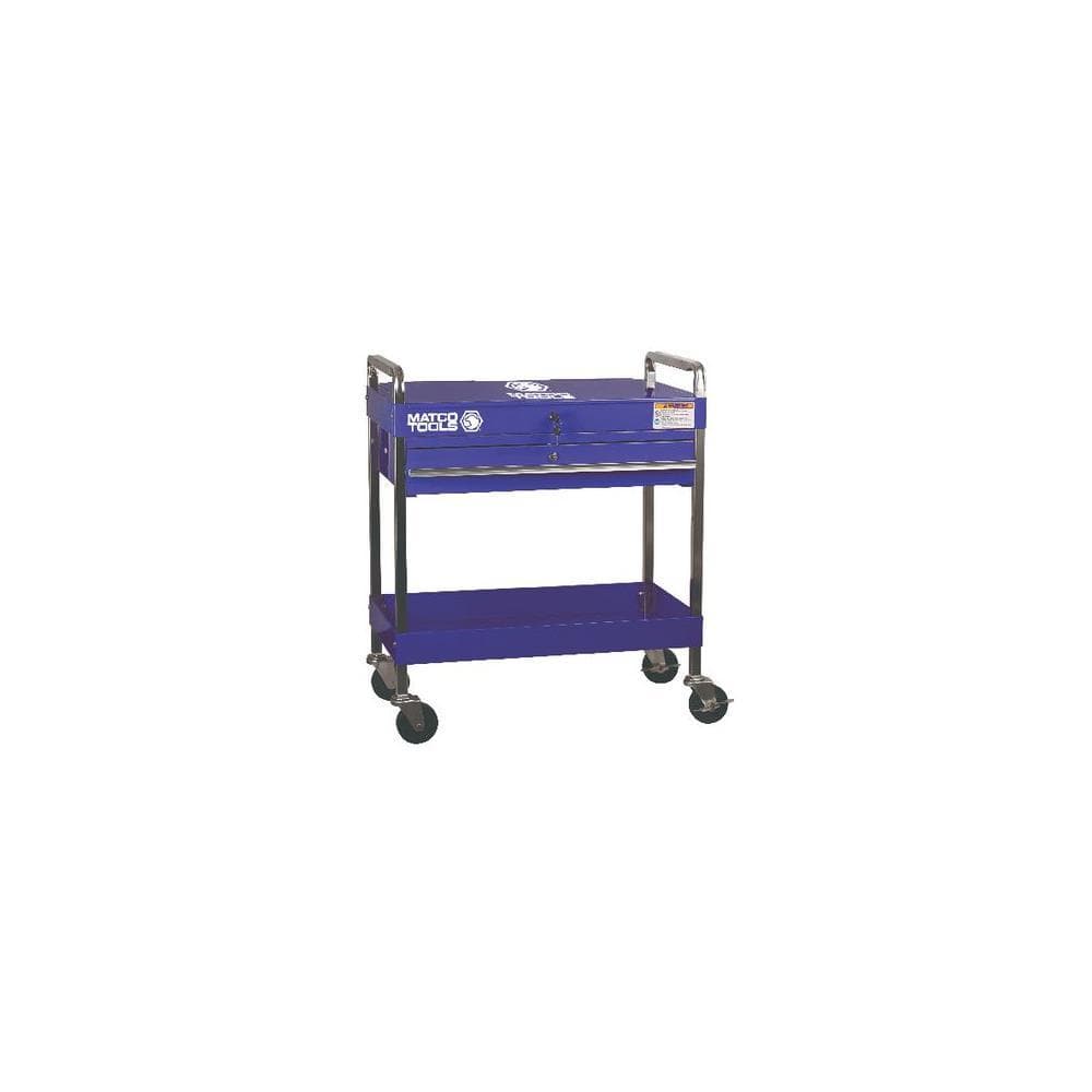 Service Cart With Lid and Drawer, Blue