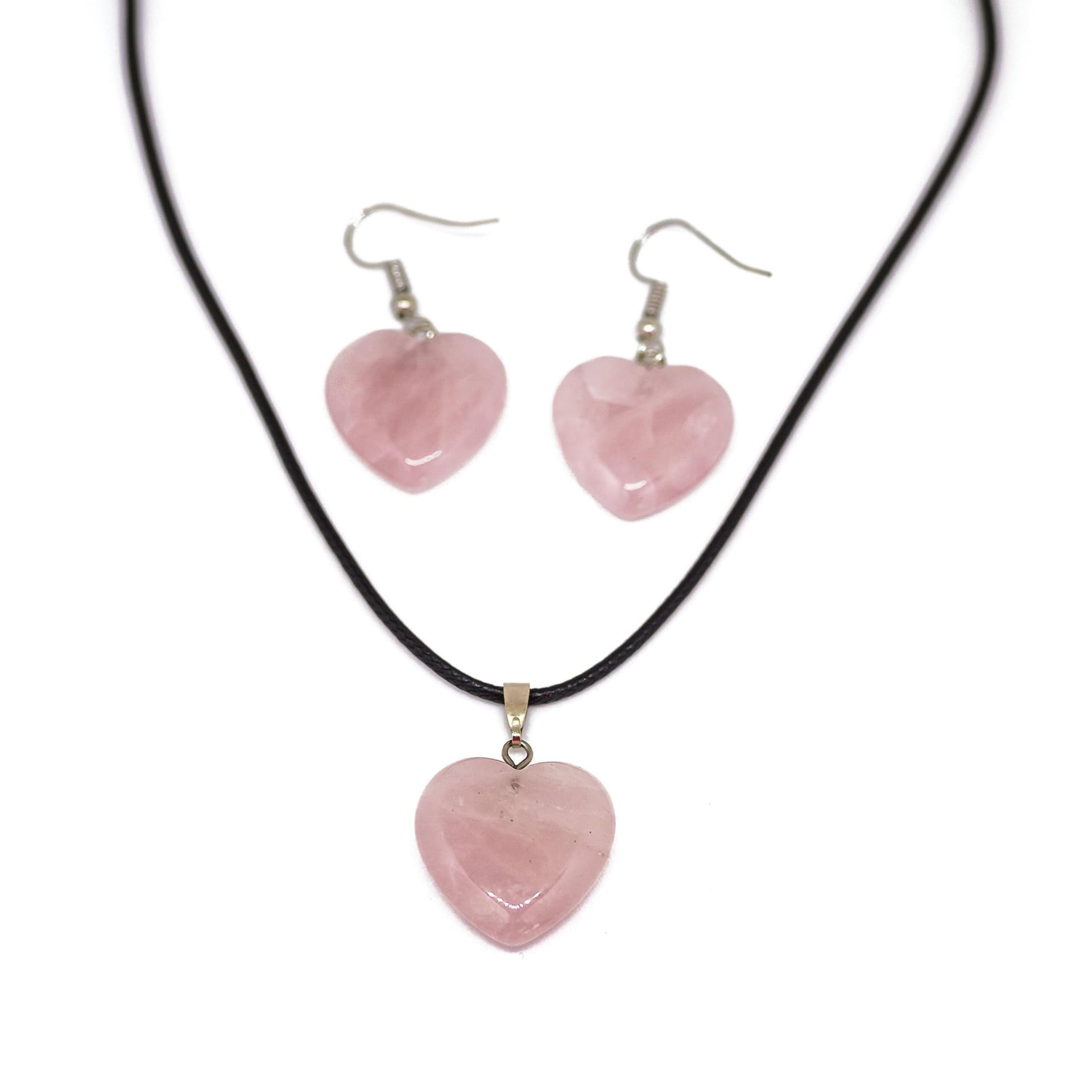 Rose Quartz Heart Jewelry Set