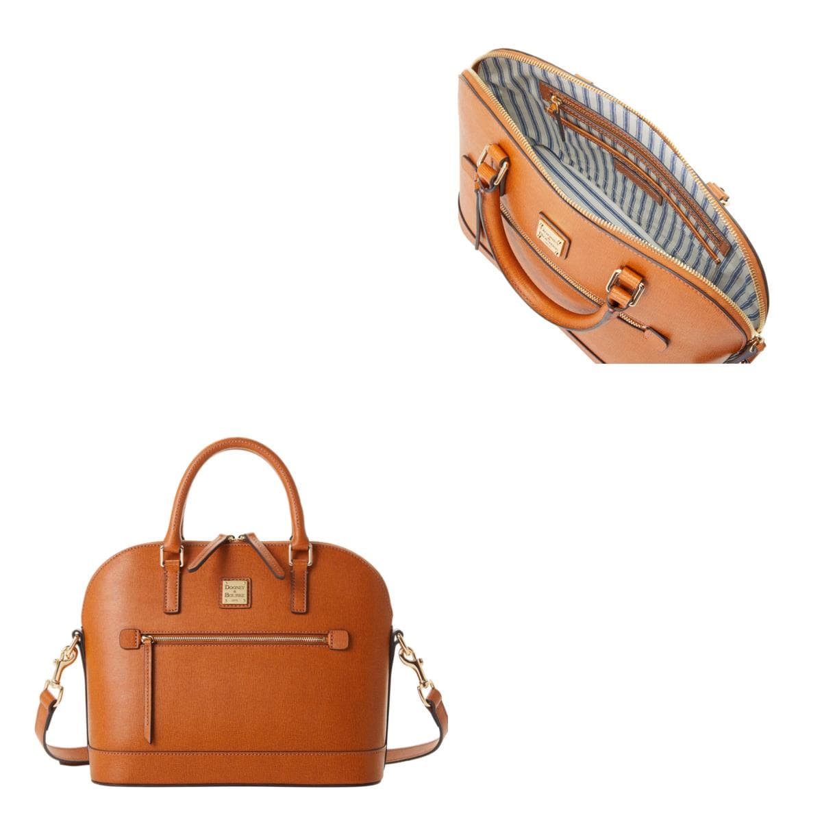 Saffiano Domed Zip Satchel