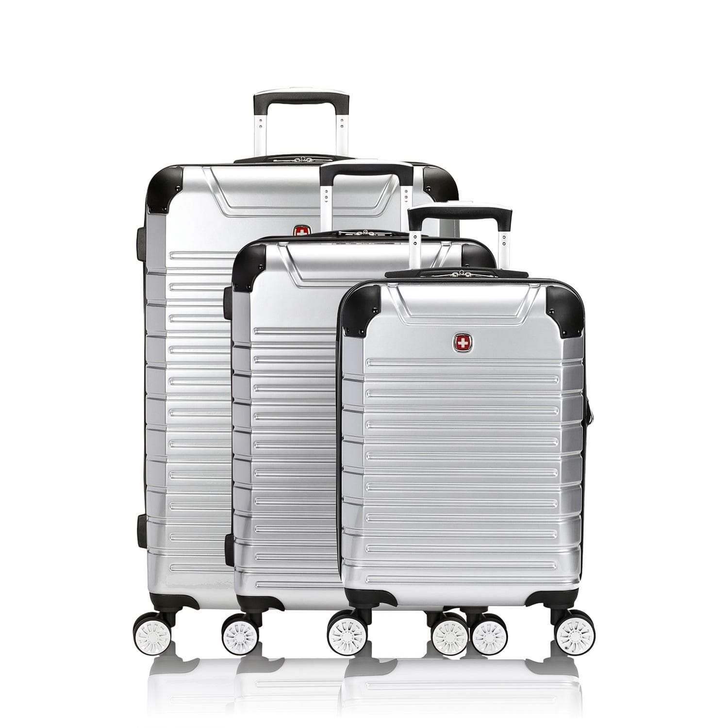 7782 Expandable 3pc Hardside Luggage Set Silver