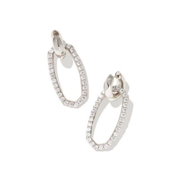 Danielle Silver Convertible Link Earrings in White Crystal