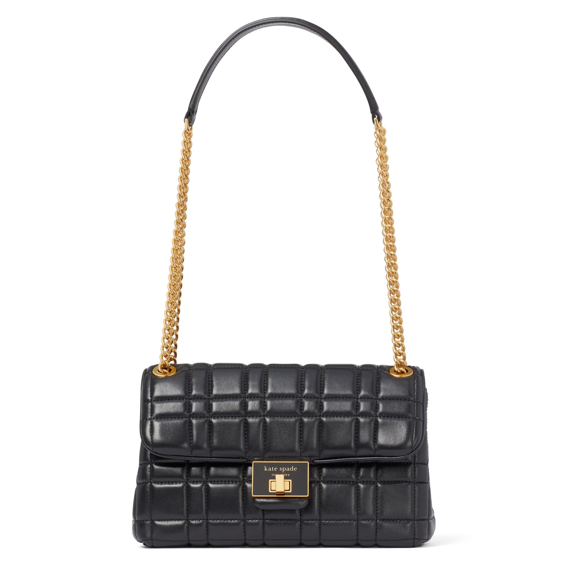 Evelyn Quilted Medium Convertible Shoulder Bag - Black