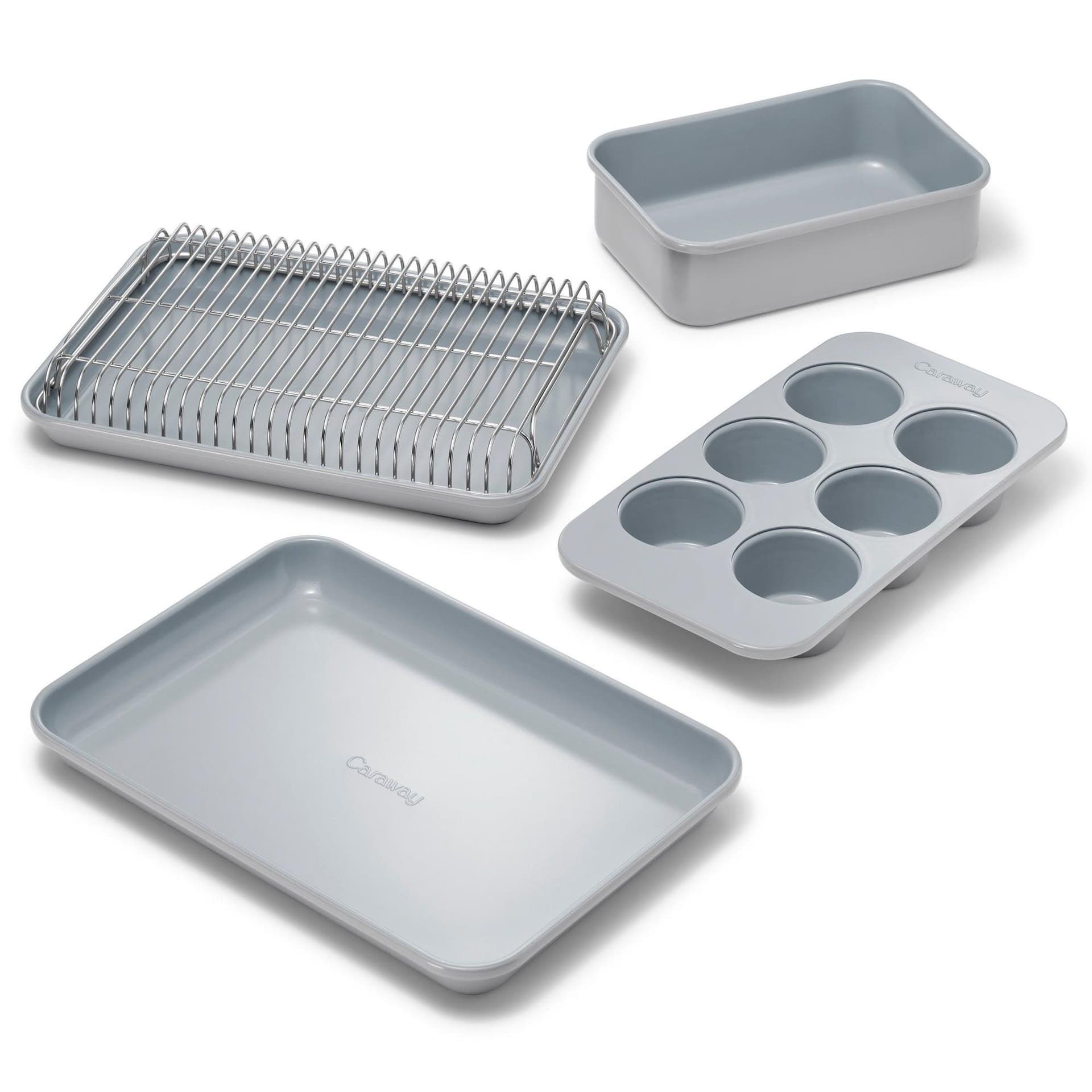 Mini Bakeware Set w/ Storage Organizer Gray