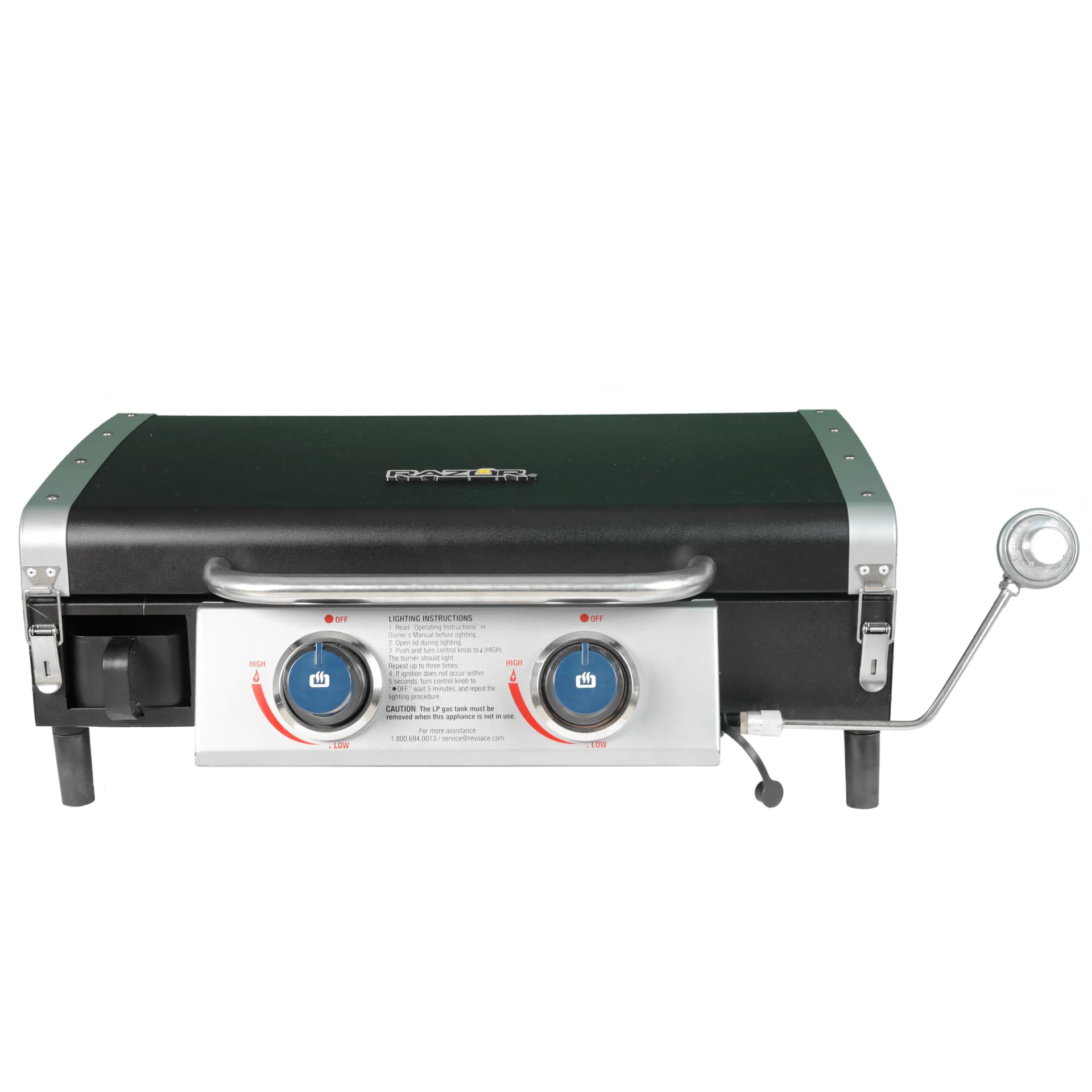Razor 2-Burner Portable LP Gas Griddle w/Lid