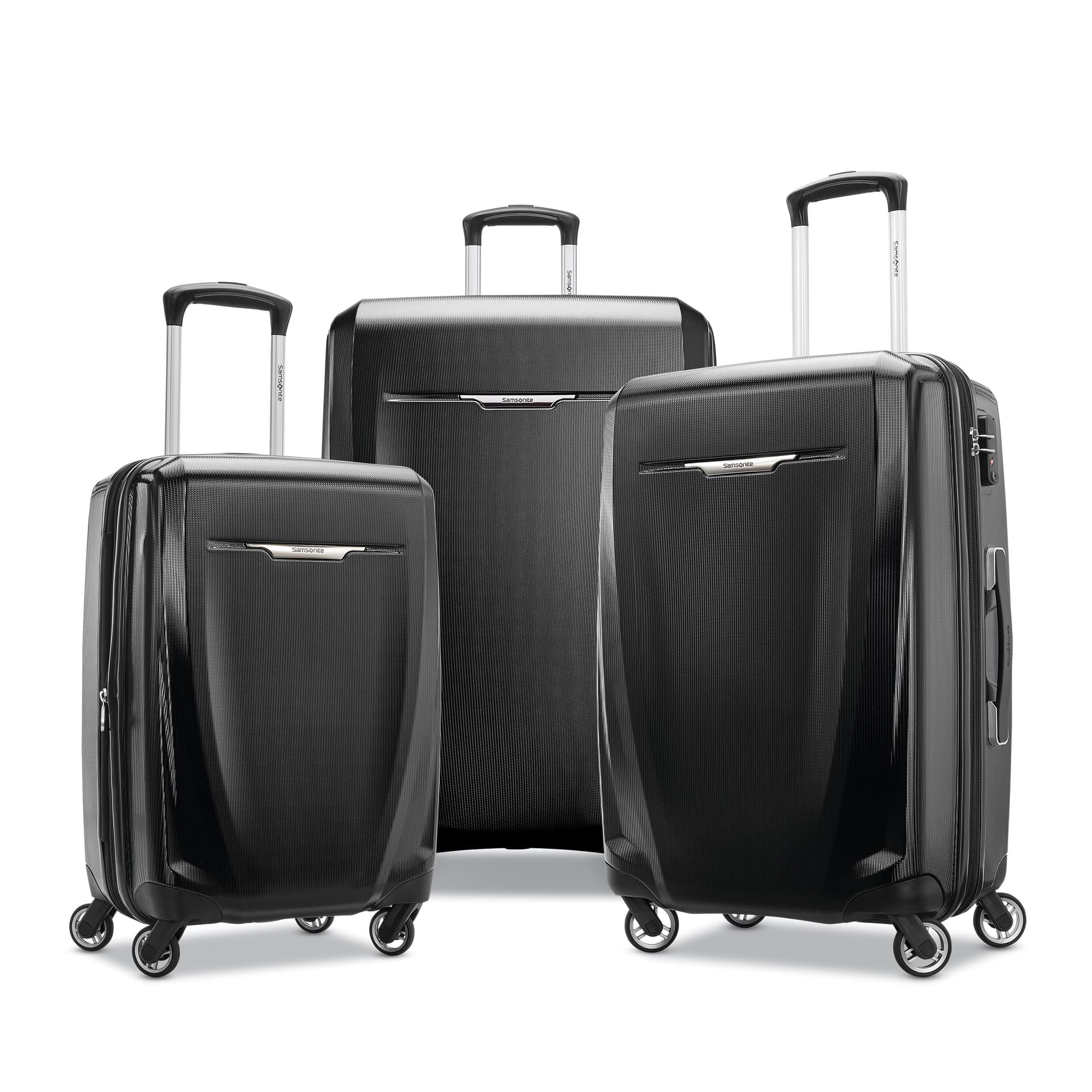 Winfield 3 DLX Three Piece Hardside Spinner Set (20/25/28) - Black
