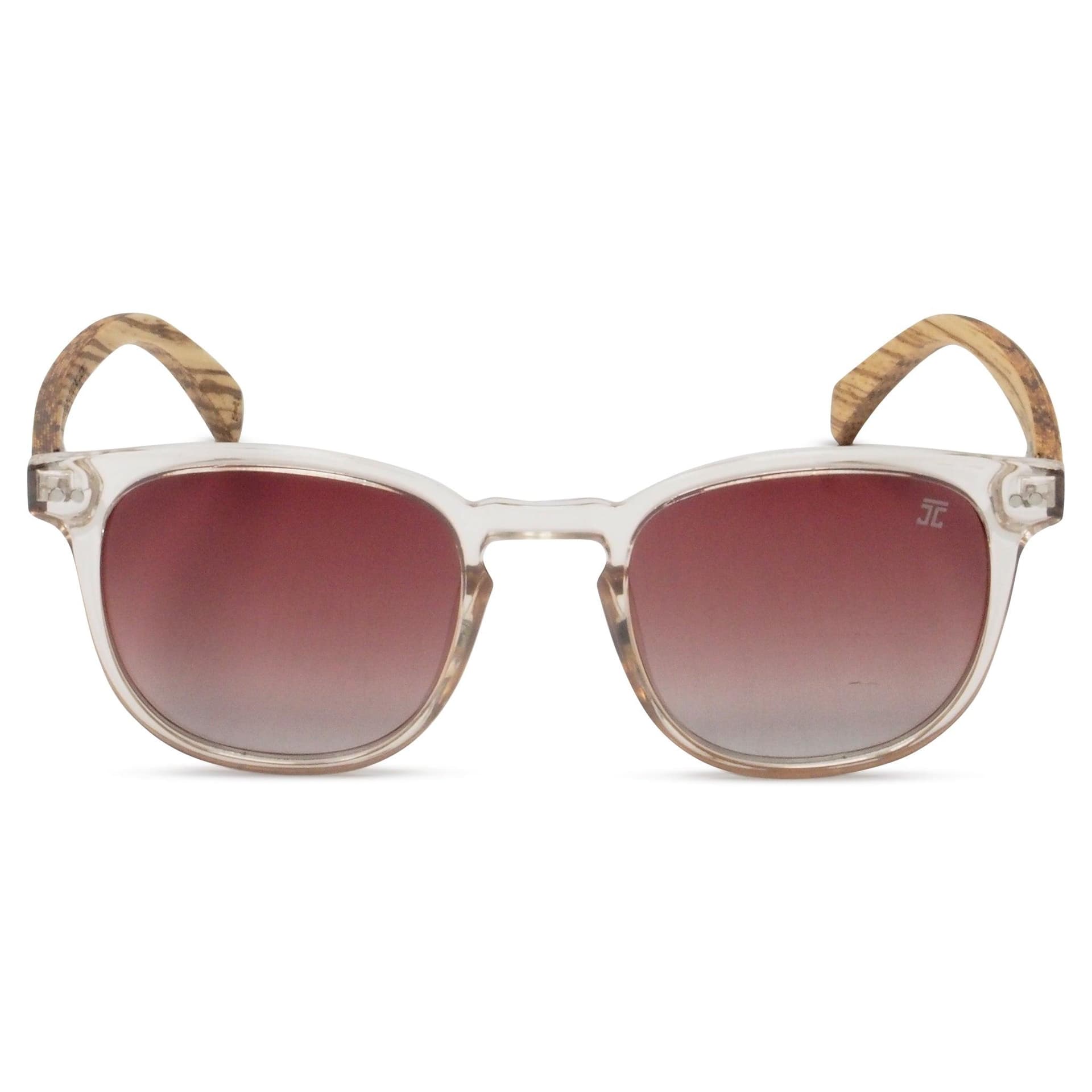 Rae Zebrawood Sunglasses Wooden Sunglasses Black Frame / Green Lens