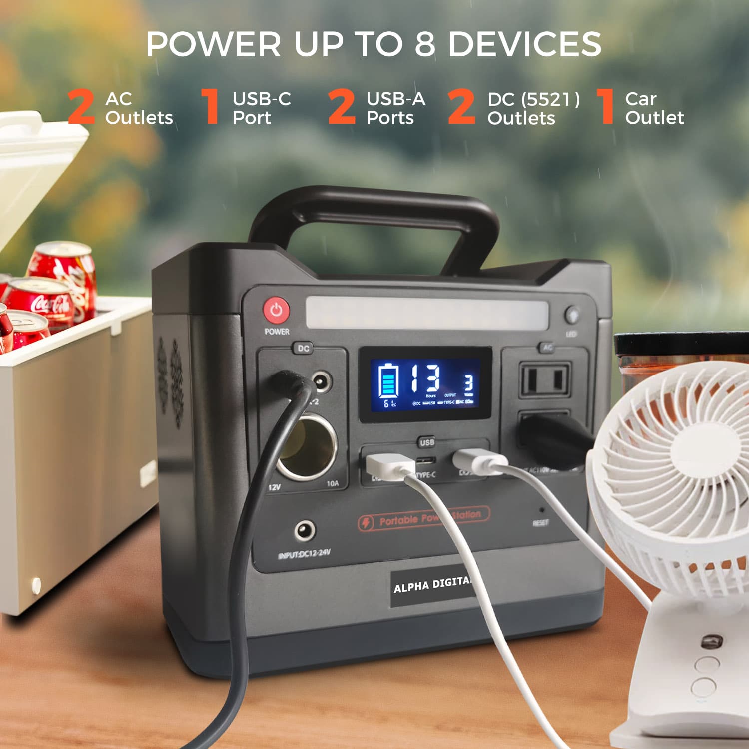 320W Portable Power Station, 298Wh/93120mAh, For Outdoors, Emergencies, Backup Power Backup, Campouts, Flashlight, Various Charging Ports/Outlets