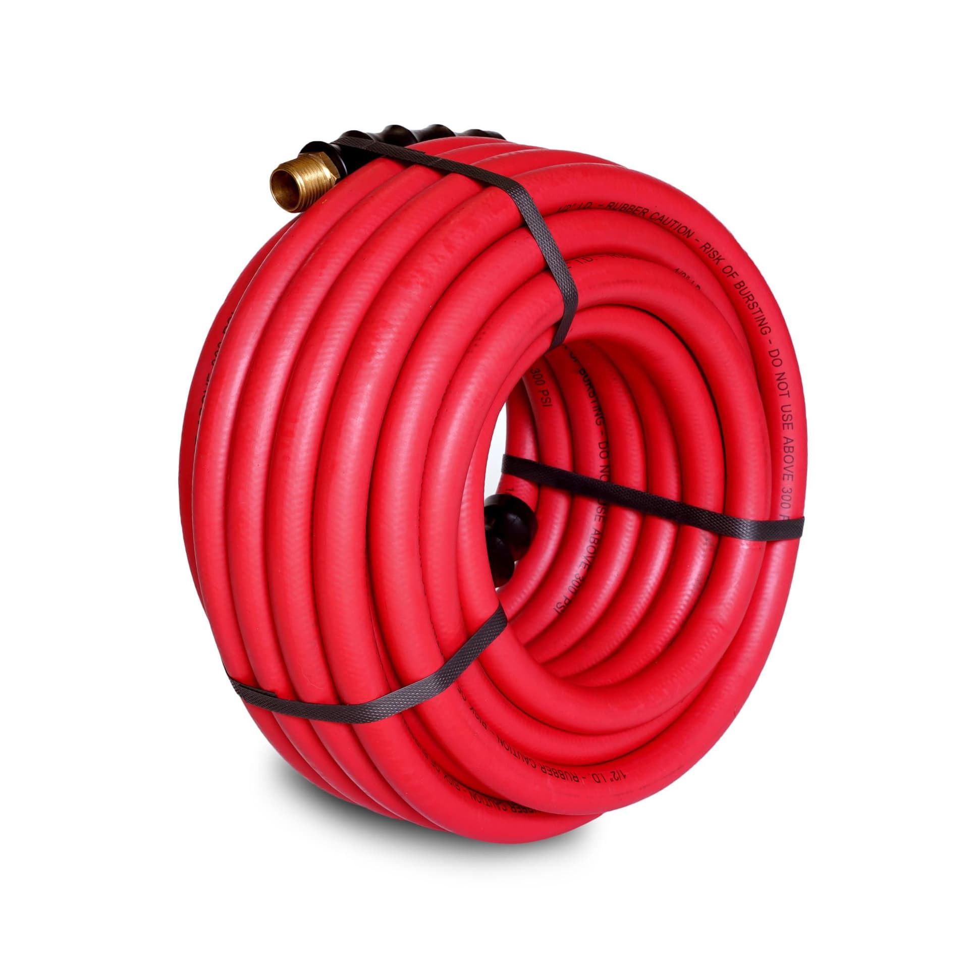 Steelman 50' Red Rubber 1/2" ID Hose Reel Replacement Air Hose with 1/2" NPT Brass Fittings