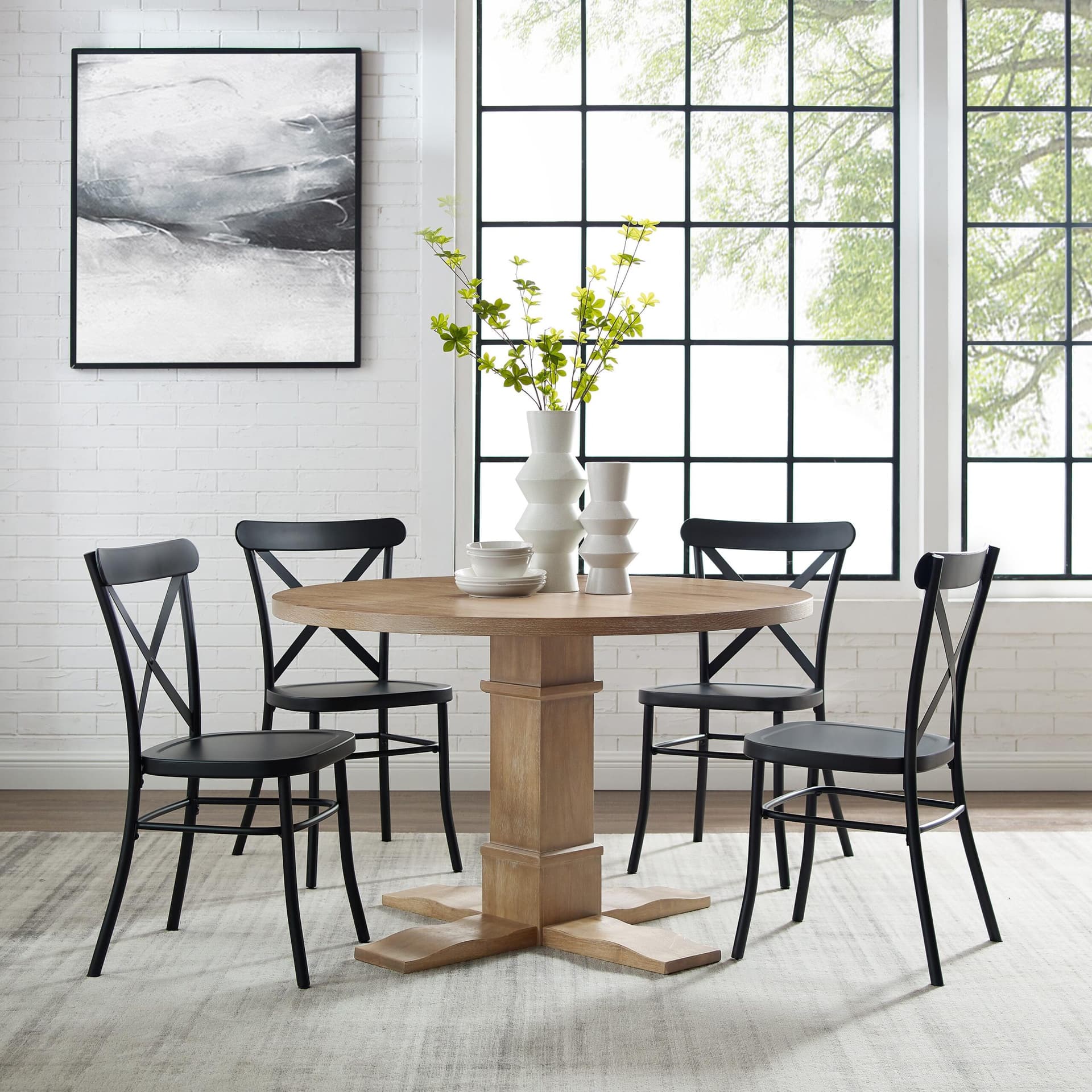 Joanna 5-Piece Round Dining Table Set W/Camille Chairs