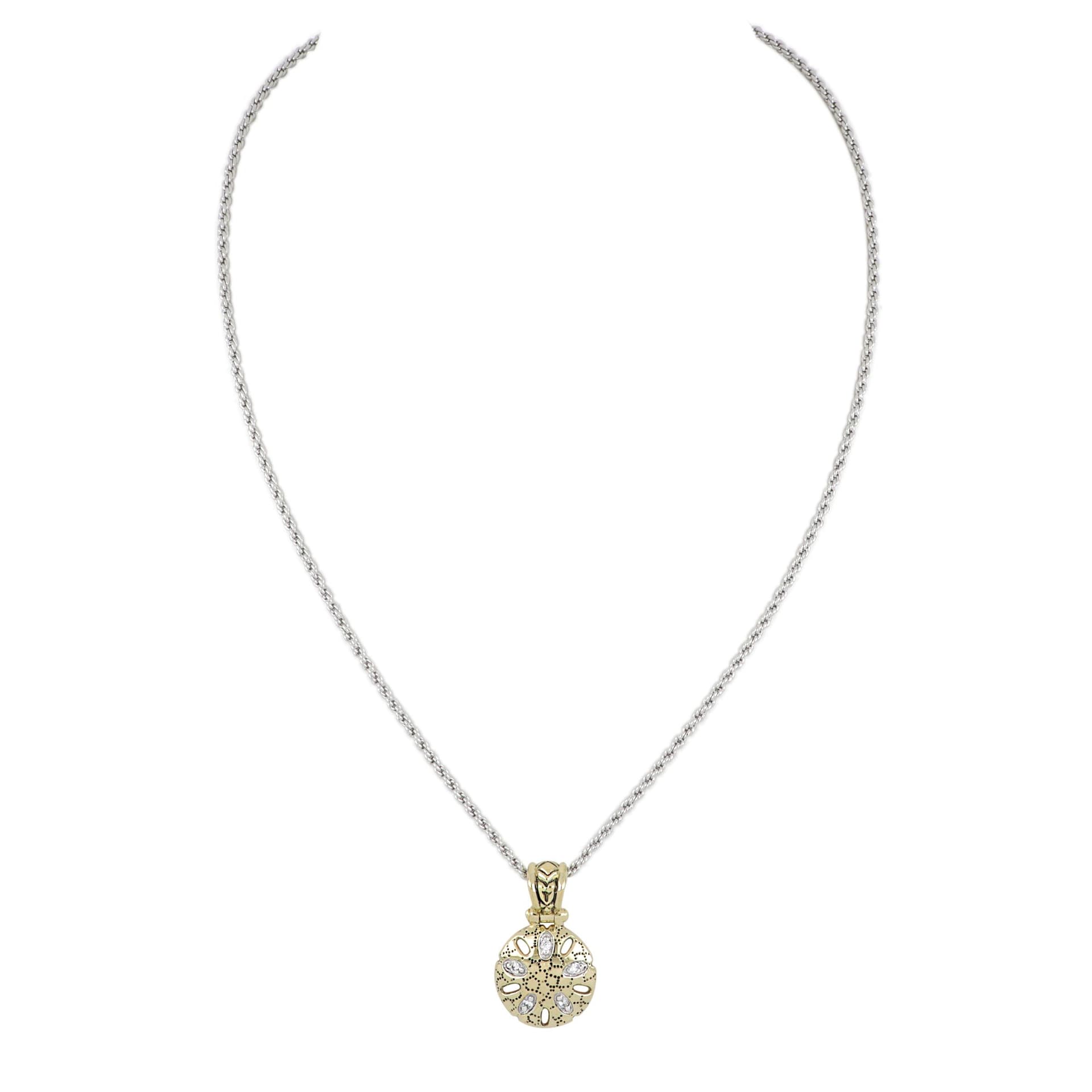 Ocean Images Seaside Collection Small Sand Dollar Slider With 18" Chain. Pendant: 1-1/4"L x 3/4"W