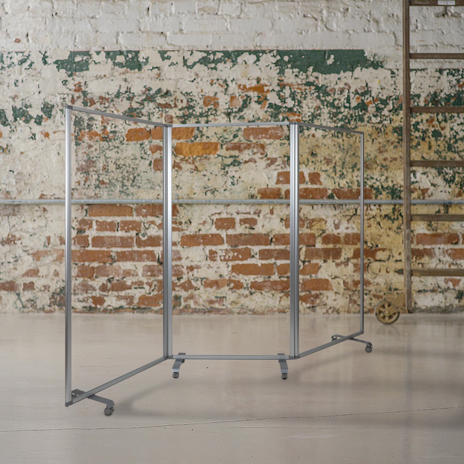 Transparent Acrylic Mobile Partition with Lockable Casters, 72"H x 36"L