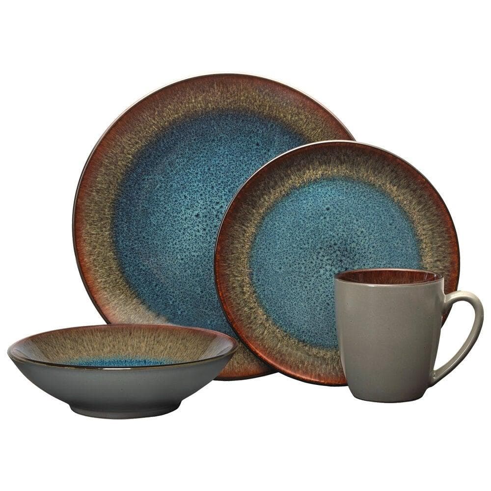 Monroe Blue 16pc Stoneware Dinnerware Set