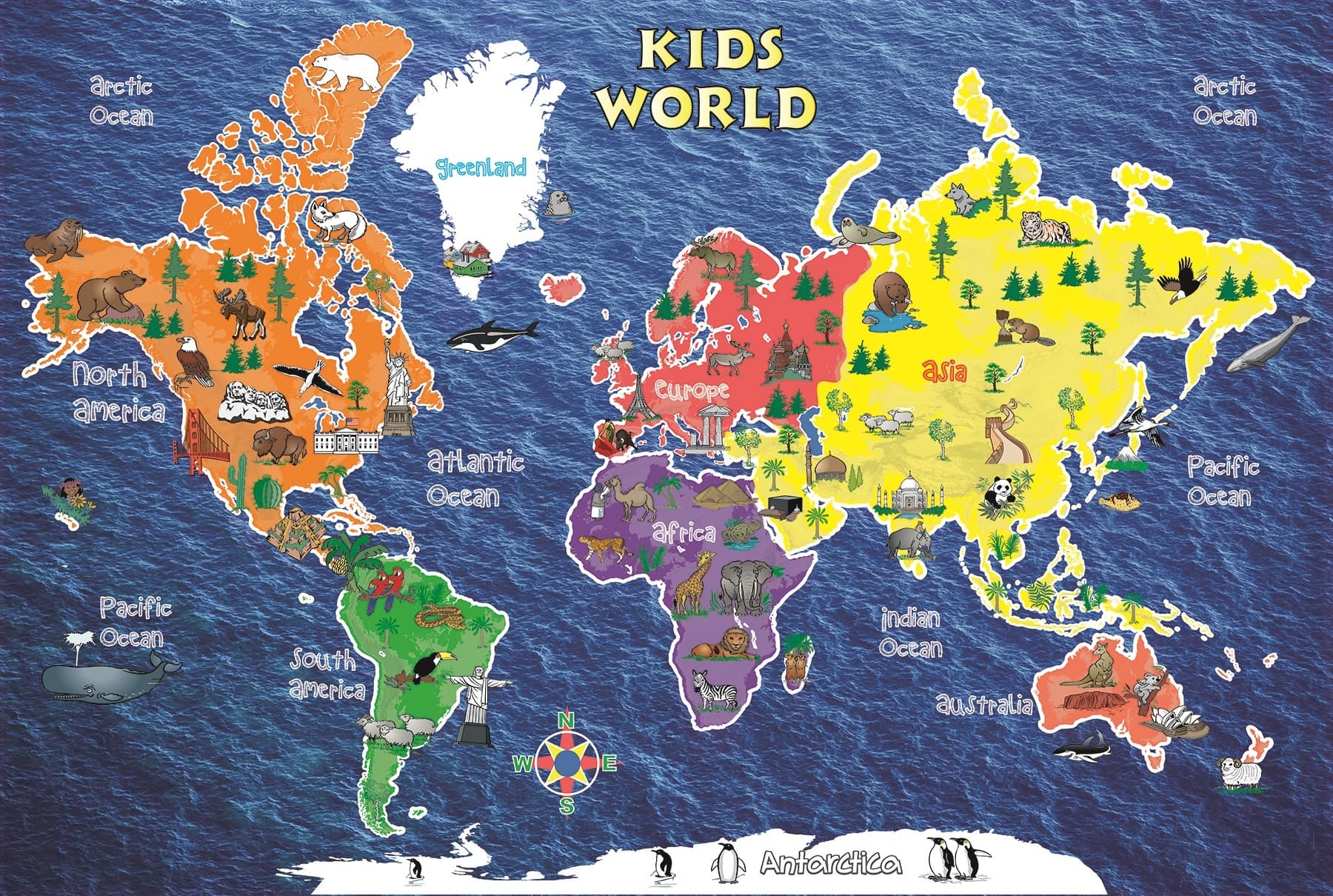 Kid's World Peel and Stick Map - small 24" x 16"