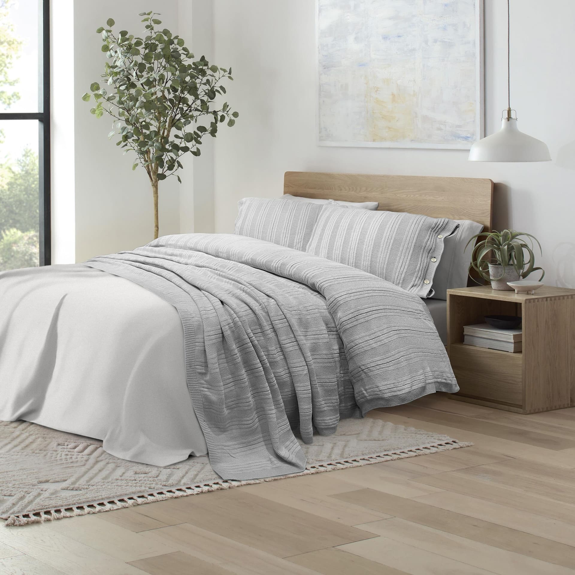 Malmo  Warm Grey Blanket Set Size Full/Queen