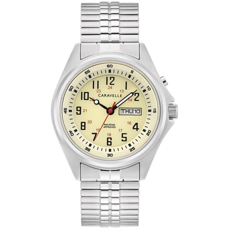 Men's Expansion Band Bracelet Watch, Silver-tone
