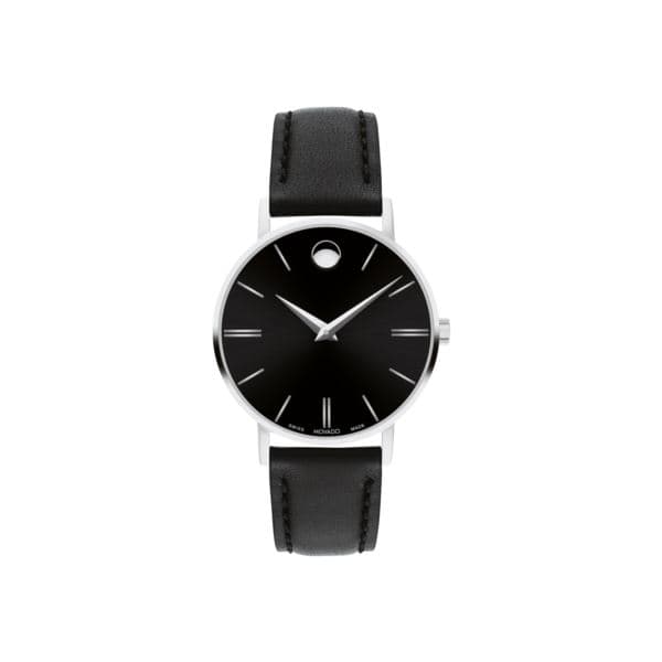 Corporate Classic Ladies. Stainless Steel Case. Black Dial with markers & Black Calfskin Strap