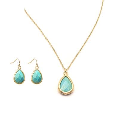 Turquoise Teardrop Pendant and Earring Set