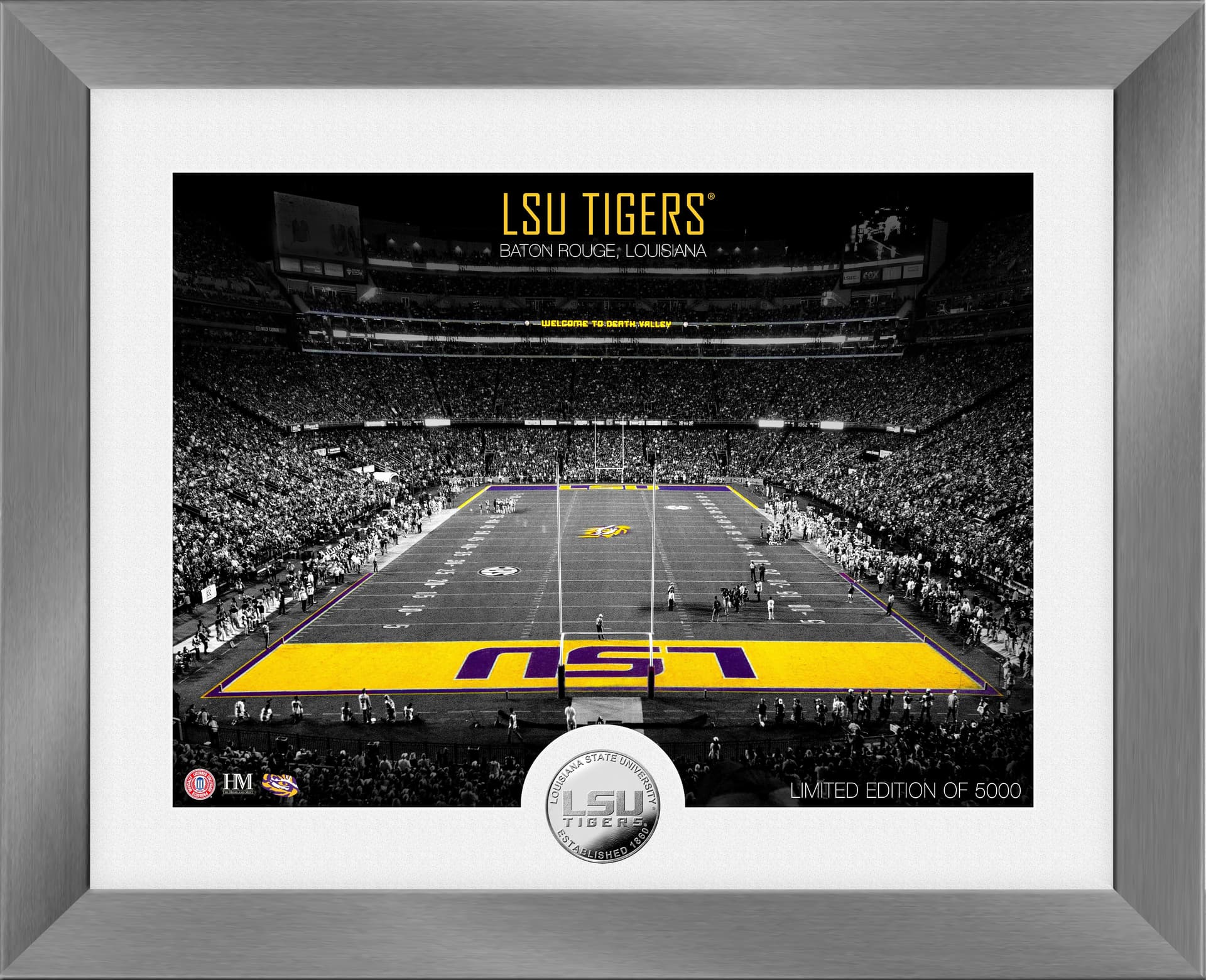 Louisiana State University Tigers Art Deco Stadium Silver Coin