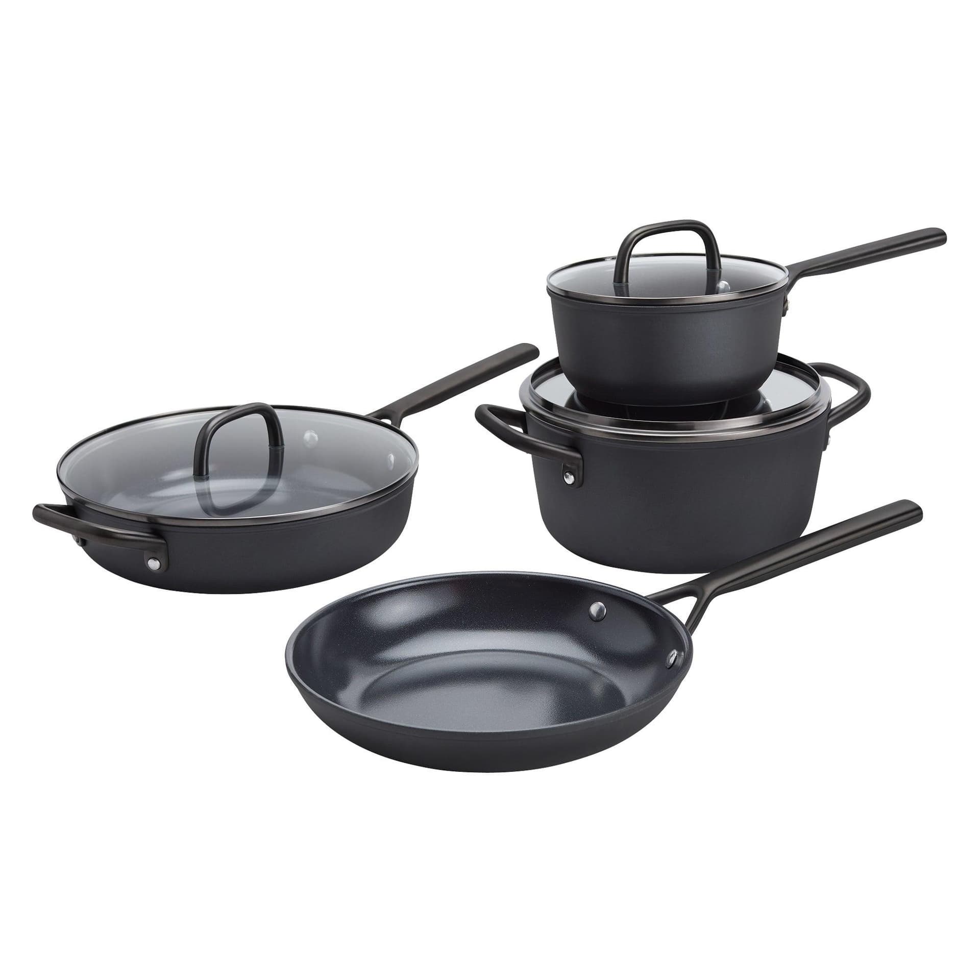 Milano 7pc Aluminum Ceramic Cookware Set Black