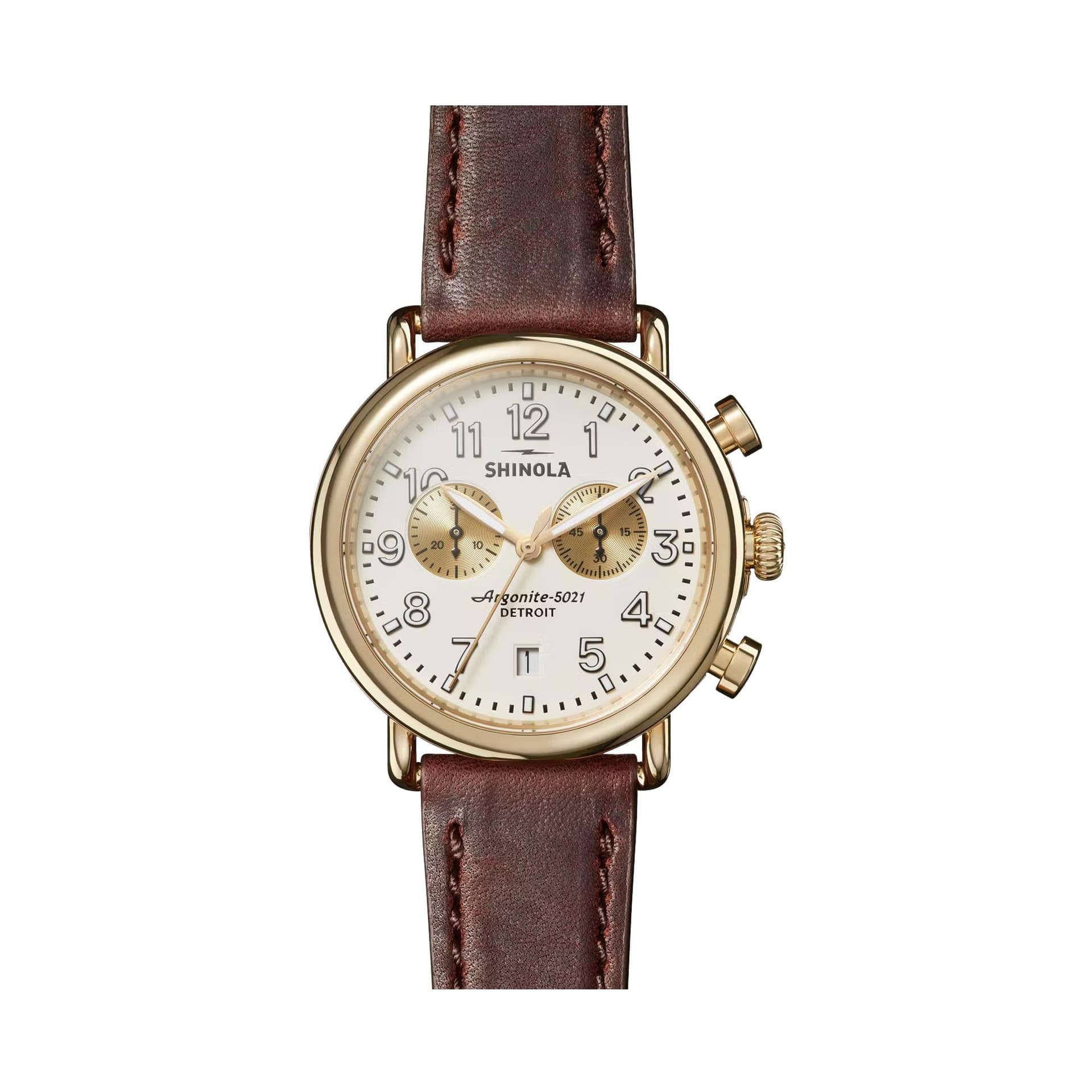 The Runwell Chrono Leather Strap Watch - 41mm, Cattail Brown